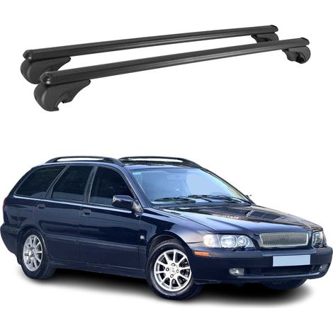 OMAC Aluminium Dachträger Querträger für Volvo V40 I 1996-2004 – TÜV / DIN 75302:2019 – Abschließbar – Max. 75 kg – 2 Stangen Schwarz (1/5)