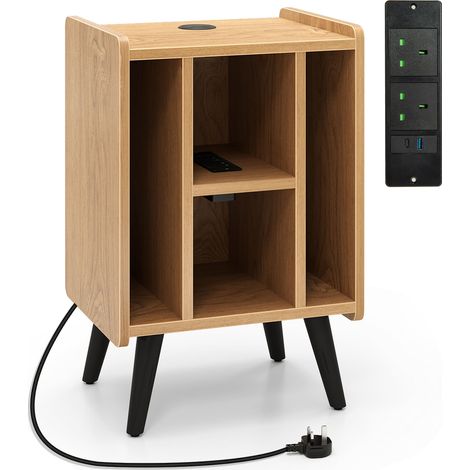 COSTWAY Record Player Stand Vinyl Record Storage Turntable Stand-Natural (1/5)