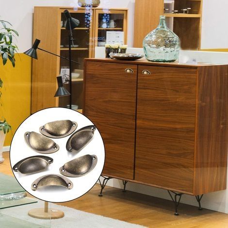 20 bronzefarbene Muschelgriffe, Vintage-Schubladengriffe, halbrunde Retro-Küchenschranktürgriffe und -knöpfe, Möbel-Kommodentürgriffe (1/4)