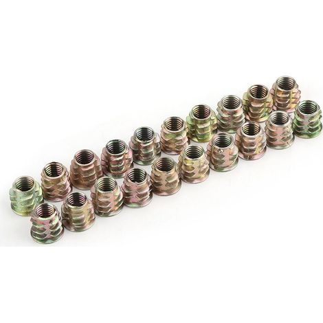 20 écrous à tête hexagonale M8 15 mm en alliage de zinc pour meubles, filetés pour inserts en bois (1/4)
