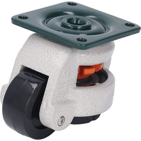 Height-adjustable casters with leveling rod, rubber base and 51 mm nylon wheel, 1000 kg load capacity (1/5)