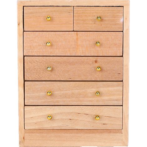 Meuble miniature à 5 tiroirs pour maison de poupée 1:12, armoire de décoration en bois, accessoire meuble de poupée, étagère à tiroirs (1/5)