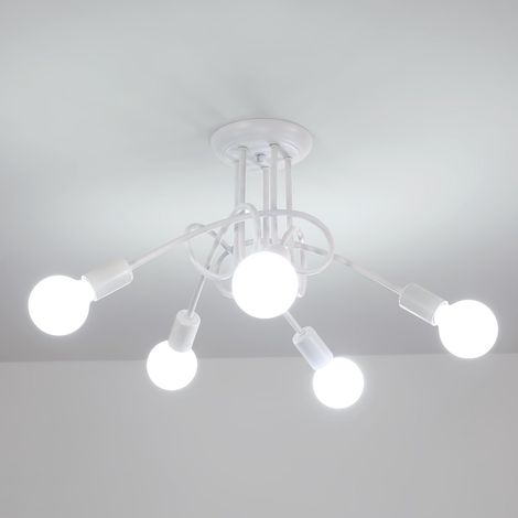 Plafonnier Industriel E27, 5-Lumières Blanc (1/5)