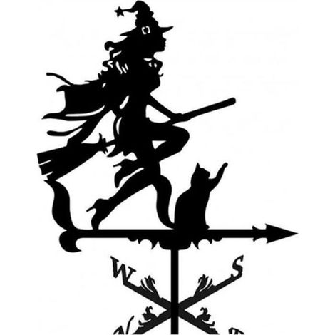 Girouette en fer forgé pour jardin, 35x50 cm, couleur noire - (1/4)
