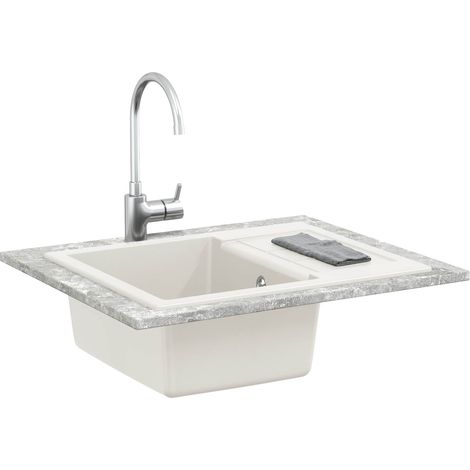 Évier Blanc 620 x 500 mm 80% Quartz et 20% Résine