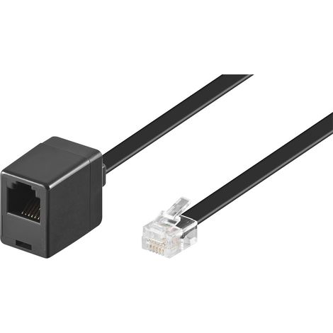Wentronic – Cable alargador Modular (Conector RJ12 de 6 pines macho a hembra, 6 m), color negro