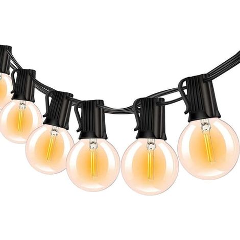 Ecleanfy - Guirlande lumineuse extérieure de 15 m avec 25 ampoules LED incassables G40 (1 ampoule supplémentaire), étanche, idéale pour terrasse, jardin, porche, etc. (1/3)