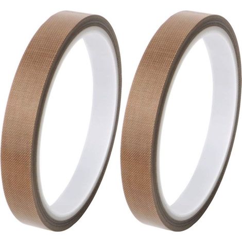 Lot de 2 Haute Température Ruban, Ruban Adhésif de PTFE, Bande de Téflon, Ruban Adhésif de Tissu de Verre Enduit PTFE, 13mm x 10m (1/5)
