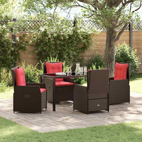 Garten Essgruppe 5 pcs Braun Poly Rattan (1/5)