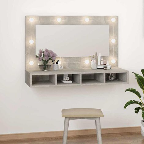 Mobile a Specchio con LED Grigio Cemento 90x31,5x62 cm (1/5)