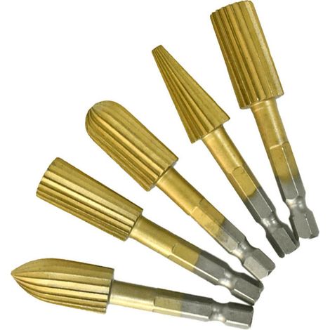 Lntyq 5 Pièces Ensemble de Fichiers à Fraises Rotatives 1/4 pouces Tige Hexagonale Fraises en Acier à Grande Vitesse Outils de Fichiers Rotatifs pour Matériel en Aluminium et en Fer (1/5)