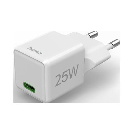 Cargador de pared universal Hama SuperMini de 25 W PD/QC USB-C, color blanco, 1 unidad. (1/5)