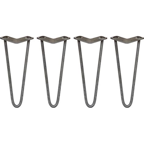4 Gambe per Tavolo a Forcina SkiSki Legs 30,5cm Acciaio Naturale 2 Rebbi 12mm (1/5)