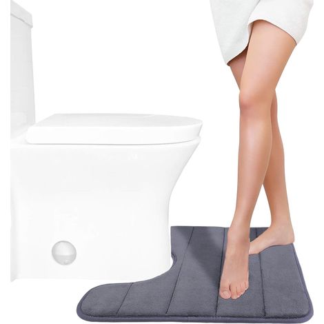 Tapis De Bain En Forme De U - Mousse À Mémoire De Forme - Pour Toilette - 40 X 50 Cm - 1 Pièce (1/5)