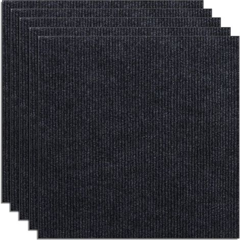 noir Lot de 15 carreaux de moquette antidérapants Faciles à décoller et à coller Pour bureau, salon, chambre à coucher 30 x 30 cm (1/5)