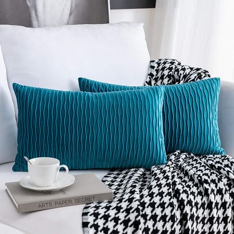 Housse de Coussin Velours, 30x50 cm, Motif Uni, Lot de 2, Décoration Moderne pour Canapé, Salon, Chambre (1/4)