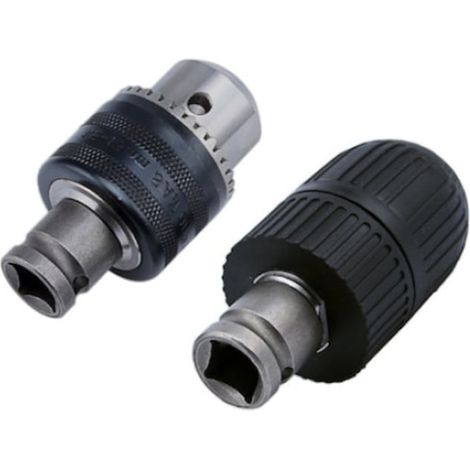 Mandrin de serrage renforcé avec adaptateur en acier de 12,5 mm, finition argentée. Conçu pour différents travaux de perçage et de bricolage, il permet une fixation pratique des accessoires compatible (1/4)
