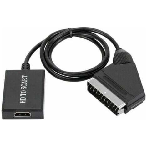 Convertitore da HDMI a SCART 1080p Plug and Play Compatibile con NTSC/PAL Adattatore audio/video per dispositivi HDMI