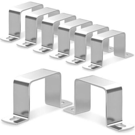 Set mit 8 Edelstahl-Rohrschellen (304) für 40 x 40 mm Vierkantrohre. Diese U-förmigen Schellen und Halterungen eignen sich ideal für Eingangstüren, Fenster und Leitungen. (1/5)