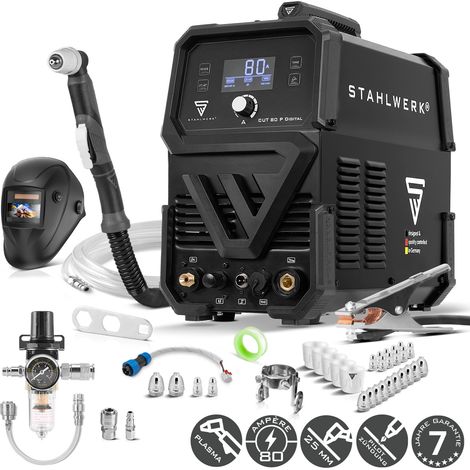 STAHLWERK Plasmaschneider CUT 80 P Digital – Vollausstattung – Plasmaschneidgerät mit 80 A, Schneidleistung bis 25 mm, Inverter Plasma Cutter, HF-Pilotzündung, THC-Schnittstelle für CNC-Höhenregelung (1/5)