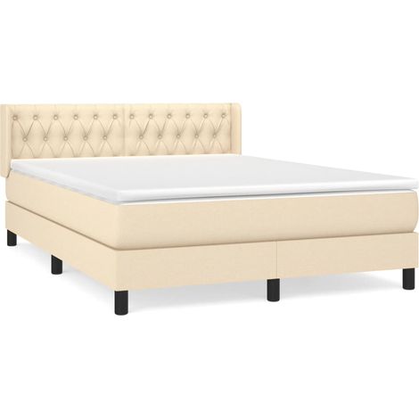 Maison Exclusive - Giroletto a Molle con Materasso Crema 140x19 cm in Tessuto (1/5)