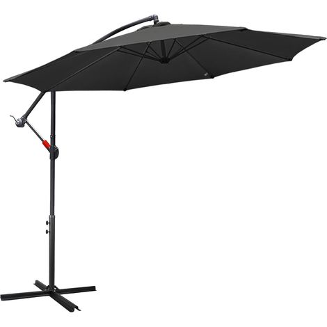 1 Parasol Solaire LED Diamètre 350 Cm Aluminium Manivelle Inclinable Toile Imperméable Jardin Terrasse (1/5)