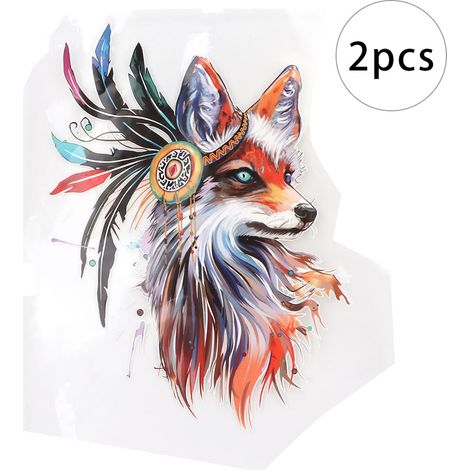 2 autocollants thermocollants motif animal 3D à repasser sur vêtements et t-shirts (renard coloré) (1/5)