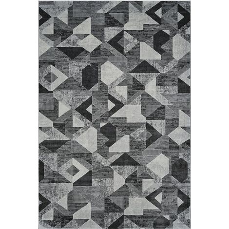 Tappeto salotto geometrico moderno rettangolare Double grigio GRI010