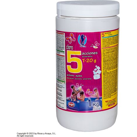 Cloro 5 acciones en tabletas, bote 1 kg