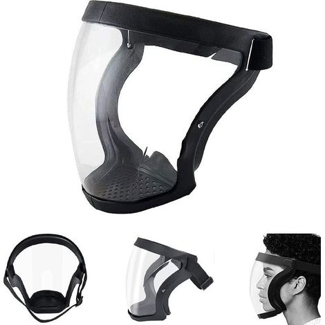 Super Protective Mask - Full Face Mask, Durable Clear Mask, Transparent Mask, HD Anti-Fog Reusable Mask - Anti-Fog Windproof Tech Goggles for Adults Men Women Black (1/5)