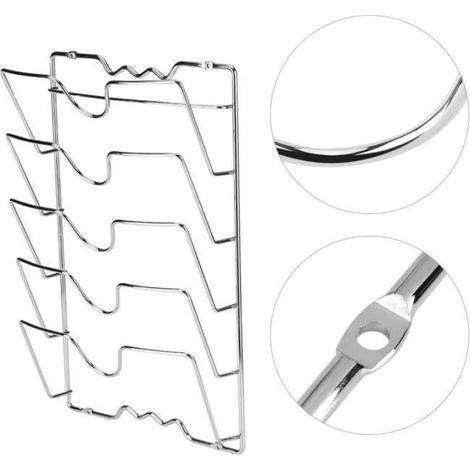 Support de rangement pour couvercles - - Fer robuste - Finition chromée - 5 couvercles max (1/4)