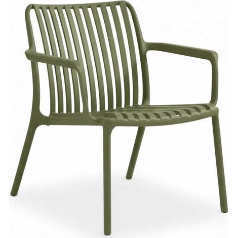 Fauteuil bas de jardin en résine PP 50 % recyclé Joysxee, vert sauge - Jardiline