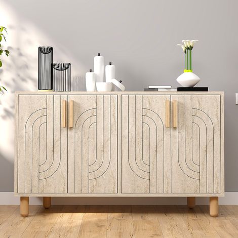 Credenza 4 ante con effetto travertino rigato 120x73cm RODY