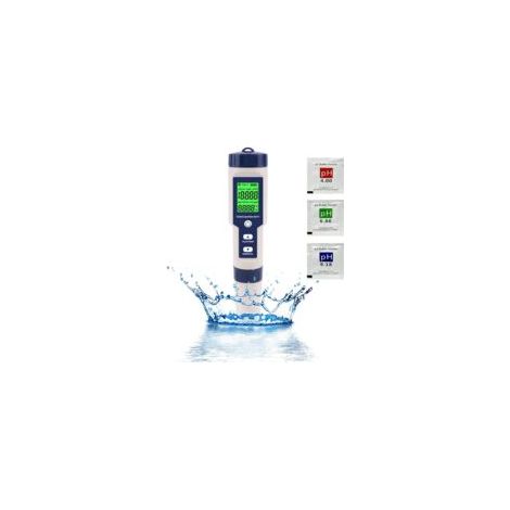 Elektronisches pH-Meter, 5-in-1-Poolwassertester mit Hintergrundbeleuchtung, pH/TDS/EC/Salzgehalt/Temperatur mit ATC, hochpräzises pH-Meter mit 0,01 Auflösung, für Trinkwasser, Aquarien und Whirlpools