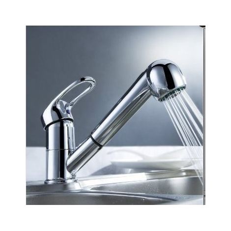 Auralum Mitigeur de Cusine avec Douchette Extractible Robinet de cuisine Rotatif 360°Eau Chaude et Froide Bobine en Céramique de Haute Qualité Robinetterie Mélangeur de Cuisine (1/5)
