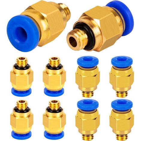 Raccord pneumatique droit à Air comprimé, filetage M6, connexion enfichable pour connecteur d'imprimante 3D, tube en PTFE, 4mm, 10 pièces, PC4-M6 (1/4)
