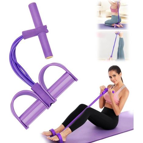 BelleRise - Bande de Résistance Musculation 6 Tubes avec Pédale – Élastique Sport Maison Fitness, Extenseur Élastique avec Poignées (1/5)