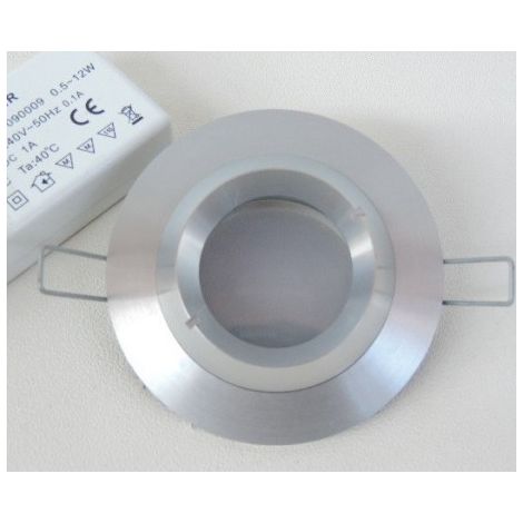 Spot LED 6W encastré Ø 80mm aluminium fixe avec lampe 3000K GU5.3 12V et driver 230V BRUMBERG 2178.25 (1/3)
