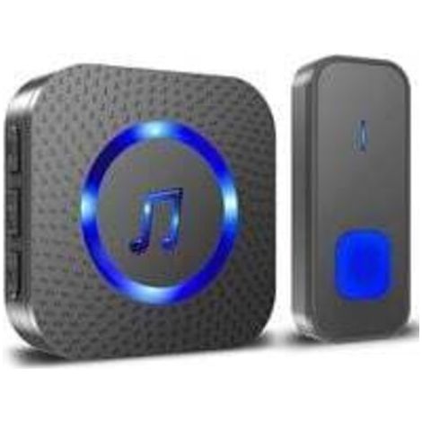 Wireless Doorbell, 400M Door Bell IP55 Waterproof Electronic Chime, Chime Kit with Plug-in Receivers for Home, 55 Melodies at 5 Volume Levels, Blue Black LED (1/5)