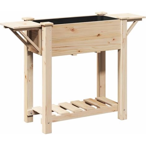 Cache-pot de jardin avec étagère minimaliste 111 x 37 x 76 cm fonctionnel chic en sapin beige (1/5)