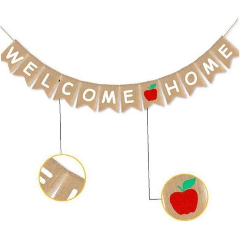Bannière Bienvenue - Drapeau Festif Réutilisable en Toile de Toilette - Pour Décoration Intérieure Extérieure Fêtes Familiales Mariages Baby-Shower - 1 Pièce (1/4)