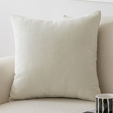 Housse per cuscino caterpillar uniforme 45 x 45 cm – Cuscino quadrato decorativo per sofa, poltrona o letto – Ideale come cuscino lombare, di supporto o di schienale – Bianco crema