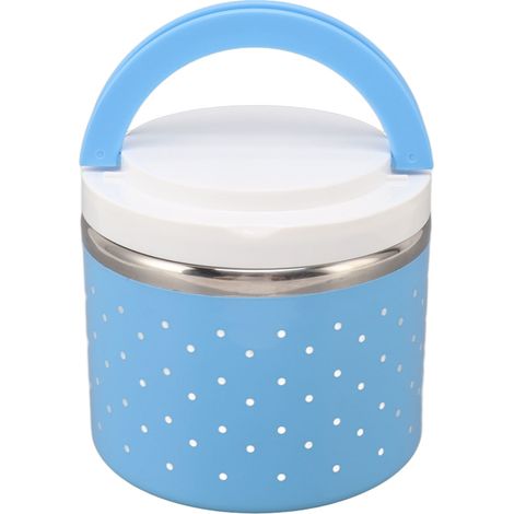 Runde, isolierte Lunchbox, auslaufsicher, tragbar, großer Thermobehälter für Schule, Büro, Reisen, Blau (1/5)