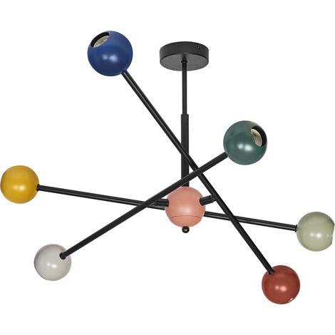 OSRAM Decor Bubble Suspension décorative avec corps sphériques, 6 têtes avec culot E27, IP20, métal, multicolore (1/5)