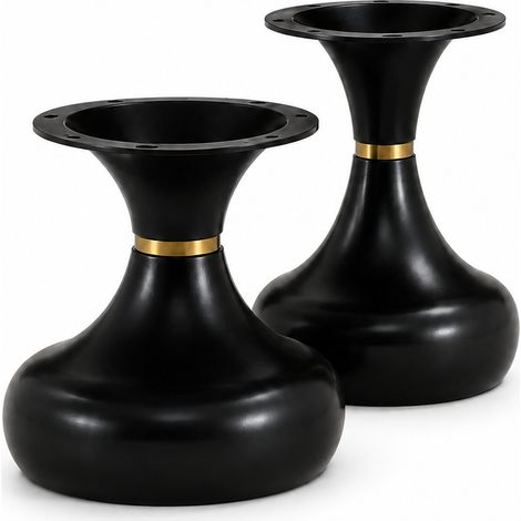 2er-Set Couchtischgestelle Schwarz, Metall, 2 Höhen, mit Zierring (1/5)