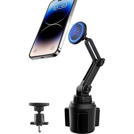 Support de téléphone magnétique pour porte-gobelet de voiture (lot de 2) compatible avec iPhone 17, 16, 15 Pro Max et smartphones Android (1/5)