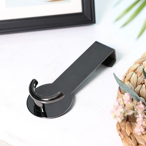 Crochet de porte arrière autocollant en acier inoxydable, support sans perçage pour cuisine et maison (1/2)