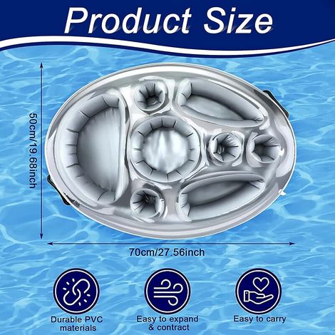 Porte-gobelet gonflable 2 en 1, plateau flottant, 8 trous, grande capacité, sous-verres flottants, porte-gobelet, piscine, gonflable, bar de piscine, flottant (1/5)