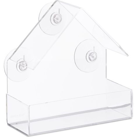 Comedero para pájaros de ventana con tejado 25 x 15 x 10 cm práctico observatorio de plástico transparente 130004054 (1/3)