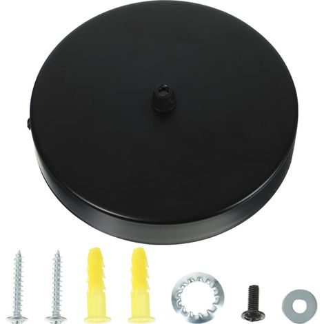 Plaque De Plafonnier Ronde 15 Cm En Fer Noir, Plaque De Couverture De Lustre Robuste, Compatible Éclairage Intérieur Maison Et Restaurant, Montage Simple, Finition Rétro (1/5)